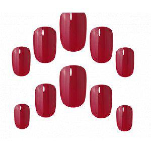 Elegant Touch Polished Colour 24 Nails With Glue Squoval Rich Red