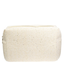 Tweed Make-Up Pouch Large – Off White With Gold