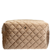 Velvet Square Quilted Make-Up Pouch Large – Sparkled Champagne