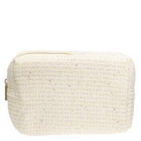 Tweed Make-Up Pouch Small – Off White With Gold