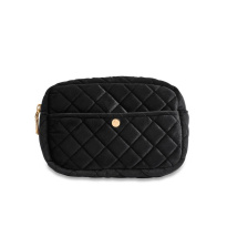 Beauty Bag Quilted Velvet Black Medium