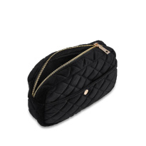 Beauty Bag Quilted Velvet Black Medium