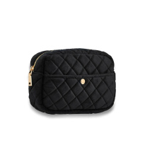 Beauty Bag Quilted Velvet Black Medium