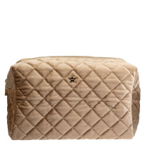 Velvet Square Quilted Make-Up Pouch Small – Sparkled Champagne