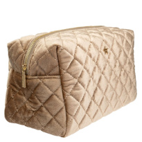 Velvet Square Quilted Make-Up Pouch Small – Sparkled Champagne