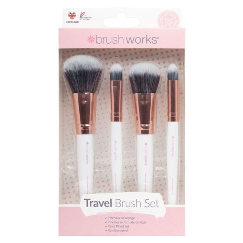 White & Gold Travel Makeup Brush Set