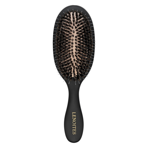 Wild Boar Hair Brush with Cleaning Tool Black