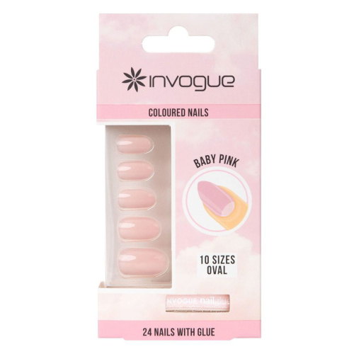 Baby Pink Oval Nails 24 kpl