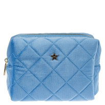 Velvet Square Quilted Make-Up Pouch Small Ibiza Blue