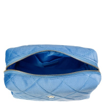 Velvet Square Quilted Make-Up Pouch Small Ibiza Blue
