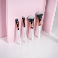 White & Gold Travel Makeup Brush Set