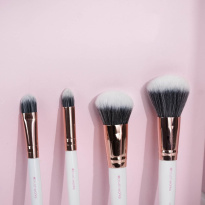 White & Gold Travel Makeup Brush Set