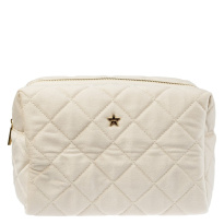 Velvet Square Quilted Make-Up Pouch Large Sand