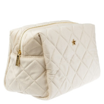 Velvet Square Quilted Make-Up Pouch Large Sand