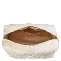 Velvet Square Quilted Make-Up Pouch Large Sand