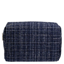 Tweed Make-Up Pouch Large ─ Navy Blue