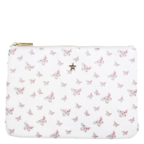 Velvet Small Pouch ─ Off White Butterfly Pattern