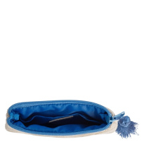 Terry Quilted Mini Pouch ─ Sand With Ibiza Blue