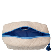 Terry Quilted Make-Up Pouch Large ─ Sand With Ibiza Blue