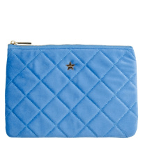 Velvet Quilted Small Pouch Ibiza Blue