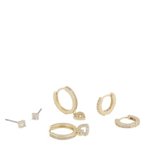 Maine Earring Set 3 Gold/Clear