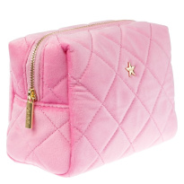 Velvet Square Quilted Make-Up Pouch Small Bubblegum Pink