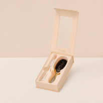 Wild Boar Hair Brush with Cleaning Tool Gold