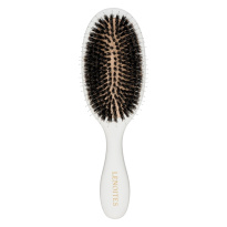 Wild Boar Hair Brush with Cleaning Tool White