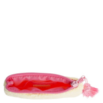 Terry Quilted Mini Pouch ─ Pale Yellow With Bubblegum Pink