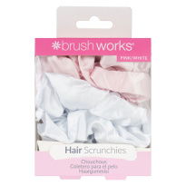 Pink & White Satin Scrunchies 4 kpl