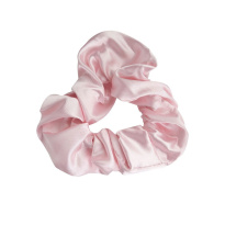 Pink & White Satin Scrunchies 4 kpl
