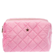 Velvet Square Quilted Make-Up Pouch Large Bubblegum Pink