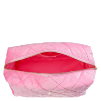 Velvet Square Quilted Make-Up Pouch Large Bubblegum Pink