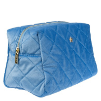 Velvet Square Quilted Make-Up Pouch Large Ibiza Blue