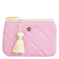 Terry Quilted Mini Pouch Bubblegum ─ Pink With Pale Yellow