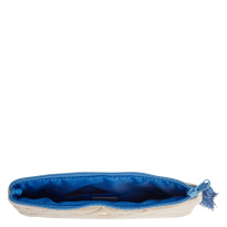 Terry Quilted Small Pouch ─ Sand With Ibiza Blue